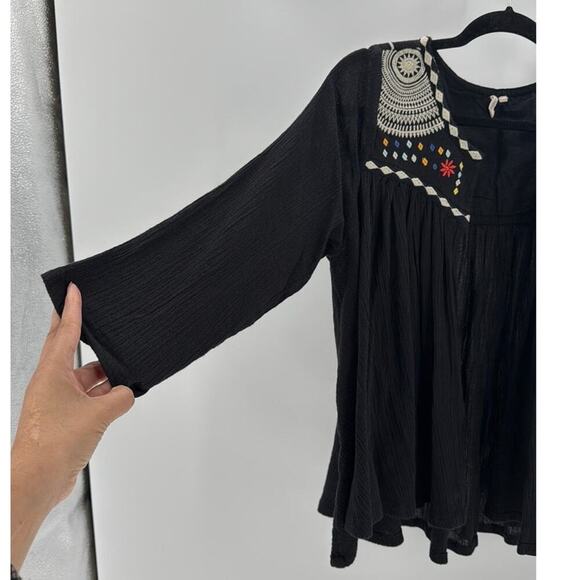 Rip Curl Fantasy Cardigan black gauze material embroidered open front size L - Picture 7 of 9